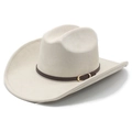 Klassieke crème western cowboyhoed met een bruine leren riem en gouden gesp detail - M (56-57 cm) / Beige