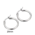 Polished silver stainless steel 20mm hoop earrings for women in a minimalist design - 20mm