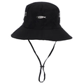 Wasserdichter Sonnenhut mit breiter Krempe zum Angeln mit Fischstickerei und Kinnband - Verstellbar / Schwarz