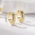 Detail view of gold quilted pattern hoop earrings with 1.5cm height dimension markers - EH786 Gold Large Quilted Hoops