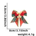 Lazo navideño de cuadros con campana dorada y hojas, dimensiones 9,8cm x 8cm decoración - Borde Dorado Cuadros Rojos Verdes con Campana (Estilo C)