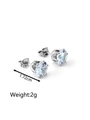 Minimalist silver stainless steel stud earrings with clear round stones and size marking - Round Claw Zirconia Studs Steel (MS-108)