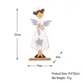 Detail view of 22cm wooden Christmas angel ornament with white sequin dress and golden crown - Angel Wooden Ornament