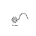Piercing de nez en titane G23 en forme de S avec fleur en zircon de 0,43 cm - Style Marguerite Micro-Incrustée (T2556-6#) / Argent