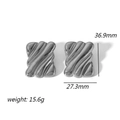 Detailierte Maße mit 36,9 mm Höhe und 27,3 mm Breite für gewellte Edelstahl-Ohrringe - Silberner Stil (TE6908-S) / Silber