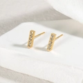 Orecchini a barra minimalisti in acciaio inossidabile 18K con cinque zirconi luccicanti - Forma Striscia (E927-shutiao)