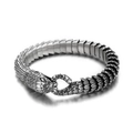 Men's vintage silver snake scale link bracelet with snake head clasp closure - Silver (KB146483-BDJX) / 20cm