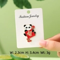 Cartoon panda enamel pin holding a red envelope with gold lucky character - New Year Blessing Panda