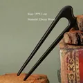 Pic à cheveux en bois d'ébène en forme de U fait main finition lisse 15x3,3cm - Forme de Montagne Double Broche Ébène 【15*3.3cm】