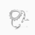 Silver adjustable star moon ring with textured sunburst design, 1.7cm diameter - Steel Color (083 Style) / 1.7cm (Adjustable)