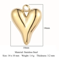 Goldener 3D-Herzanhänger aus Edelstahl mit Abmessungen von 14mm x 10mm - Mini-Herz-Stil (VC736) / Gold