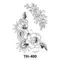 Waterproof black and white line art tattoo sticker featuring elegant rose flower designs - Th-400 / 210*148mm