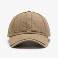 Vintage khaki washed canvas baseball cap with distressed frayed edges and worn-in look - Khaki (23A052)