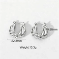 Polished silver croissant hoop earrings for women, width 22.3mm height 19.88mm - TE19133A0W0
