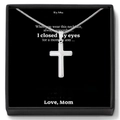 Silver cross necklace for men with simple chain, including gift box and message card - Necklace with To My Son (Love Mom) Card Set 7