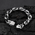 Macro-opname van de 12mm zilveren roestvrijstalen Cubaanse armband met micro-kristallen - 23CM / Color Block