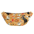 Halloween Bauchtasche mit orangefarbenem Kürbis, Geist und Katzenmotiven auf Weiß - Orangefarbener Kürbisdruck