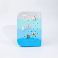 DIY silicone pencil case with blue gradient, hole pattern and cute cartoon charms - Large / Rainbow Blue