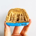 3D resin fridge magnet featuring Egypt's Abu Simbel Temple with blue base and text - (38) Egypt