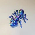 Articulated 3D printed ant figure in silk rainbow gradient finish with movable joints - Ant / Red Green Blue Gradient