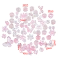 Pink iridescent acrylic butterfly and flower charms set for DIY jewelry and hair clips - Approx. 100g/Pack / Translucent Pink