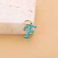 Letter F gold-plated pendant with turquoise enamel inlay for jewelry DIY crafting - Enamel Letter-F
