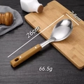 Stainless steel large serving spoon with ergonomic wooden handle and hanging hole - Rice Spoon