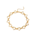Goldenes minimalistisches Choker-Halsband mit verknüpften hohlen Herzen und Karabiner - Gold