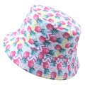 Reversible bucket hat featuring vibrant pink pineapple patterns and zigzag geometric designs - 58cm / Pink Pineapple