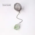 304 stainless steel tea infuser featuring a raw green crystal gemstone pendant - Green Quartz (Silver)