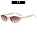 Retro small oval cat-eye sunglasses in cream beige frame with brown gradient lenses - Beige Frame Double Tea Lens