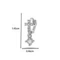 Detail view of silver earring with micro-pave cross and crystal charms measuring 1.45cm - Cross Drop Design (5#) / Silver