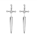 Gothic silver sword drop earrings with sparkling rhinestones for women - Sword Style (White Rhinestone) / Silver