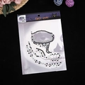 Halloween face gems set with black and iridescent crystals on skull motif card - Heart - Black