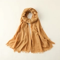 Golden cotton linen long scarf with fringes, soft lightweight fashion beach wrap shawl - 100*195CM / Turmeric