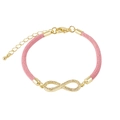 Pink woven rope infinity bracelet with gold-plated micro-pave cubic zirconia accents - Infinity / Pink