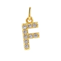 18k gold plated letter F pendant with micro-inset zircons for DIY jewelry making - Gold-F