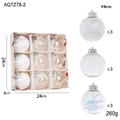 Set di 9 palline di Natale iridescenti e bianche da 8 cm in scatola da regalo - 8CM/260g / Bianco 8CM (Set da 9)