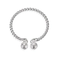 Silver twist bangle featuring double bells with traditional hollow floral patterns - Twist Bell Baby Bangle / Silver
