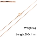 Rose gold stainless steel snake chain necklace with lobster clasp, 600x1mm size - Rose Gold 600x1mm(KN203656-Z)