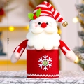 Knitted Santa Claus Christmas bottle cover with striped hat and bell, 28cm height - Red Knitted Santa Claus Style (S231-A)