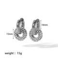 Detailansicht der 15mm silbernen Donut-Ohrringe mit funkelndem Pavé-Besatz und 18mm Höhe - Silber Basis Weißer Zirkonia (TE6264-WT-S)