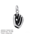 Antique silver stainless steel baseball glove pendant 16x11mm for jewelry making - Baseball Glove Style (HZNP004)