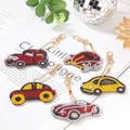 DIY diamond painting keychain set featuring five colorful cartoon car designs and gold lobster clasps - QC011 Small Cars (5pcs) Double-sided
