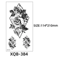 XQB-384 Temporary tattoo featuring black rose flowers and geometric diamond shapes - Rose Geometric Rhombus (XQB-384)