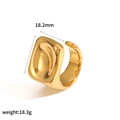 Detail view of 18k gold plated stainless steel square ring showing 18.2mm size and weight - Square Geometric Open Style (TR4422)