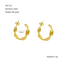 Detail of 25mm 18k gold plated stainless steel hoop earrings with model NO.132 specs - 25mm / Gold
