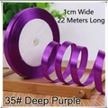 Deep purple 1cm wide satin ribbon roll for gift wrapping and DIY crafts, length 22 meters - 35# Dark Purple