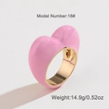 Pink heart enamel ring in gold finish weight 14.9g model 18 for women fashion - 18# / Pink