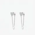 Orecchini a cuore in argento S925 con catenine a nappa scintillanti pendenti - Argento sterling 925